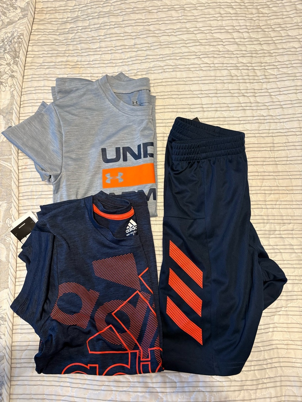 Under Armour & Adidas tees and Adidas shorts 3 item size child 7 lot - $70 Value